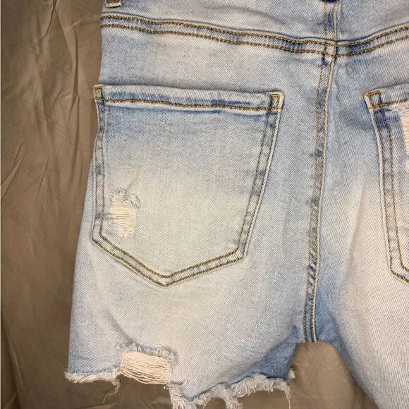 Wax Jean Light Blue Distressed Denim Shorts - Picture 7 of 7
